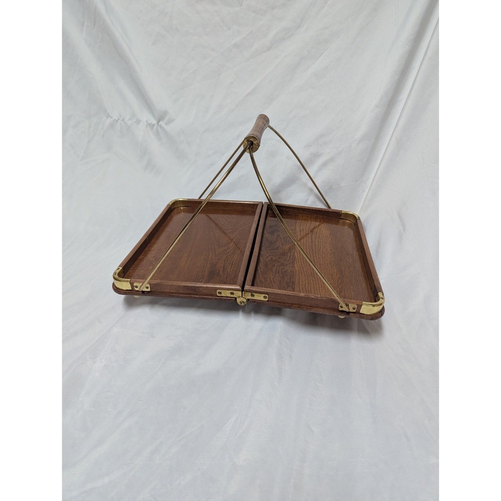 VTG Wood  Folding Hostess Tray Japan Made K Quality Mid Century 14" X 11" SEE